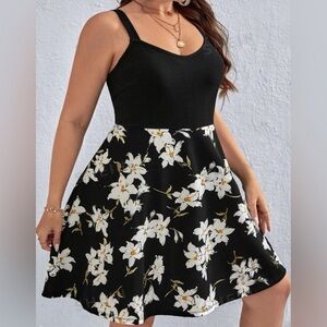 Floral Black and White Dress